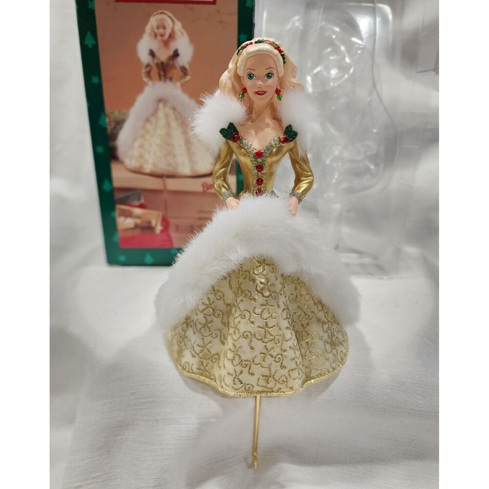 Vintage Hallmark Happy Holidays Barbie Stocking Hanger Collectible Gold